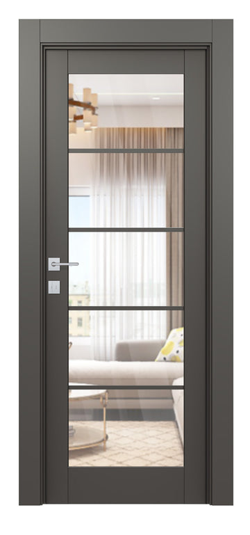 Belldinni Avon 5 Lite Clear Vetro Gray Matte Modern Interior Door