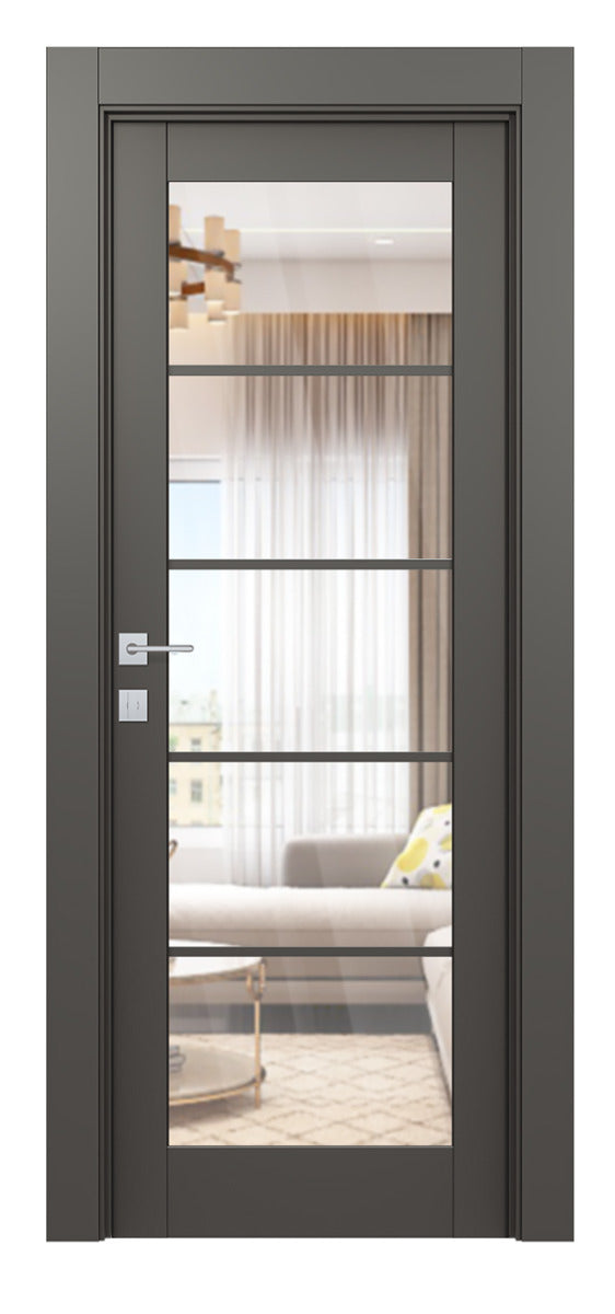 Belldinni Avon 5 Lite Clear Vetro Gray Matte Modern Interior Door