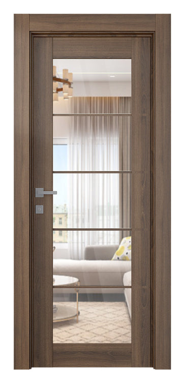 Belldinni Avon 5 Lite Clear Vetro Pecan Nutwood Modern Interior Door