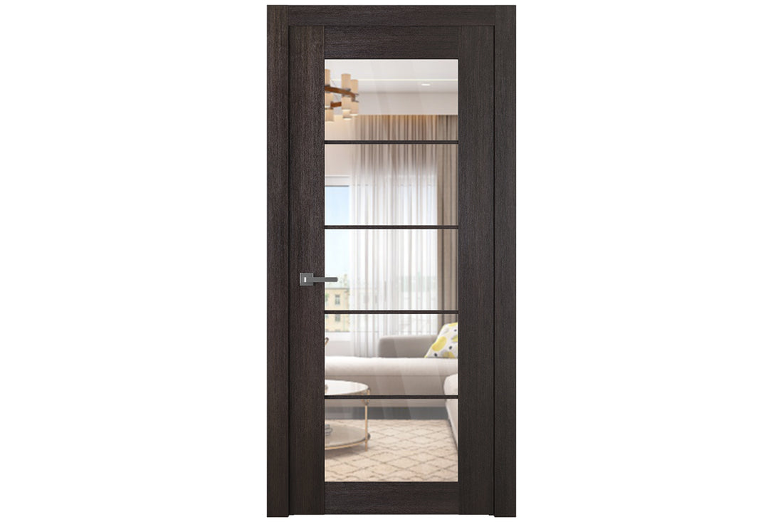 Belldinni Avon 5 Lite Clear Vetro Veralinga Oak Modern Interior Door - Single Door