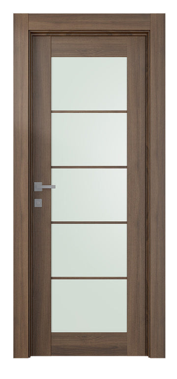 Belldinni Avon 5 Lite Vetro Pecan Nutwood Modern Interior Door