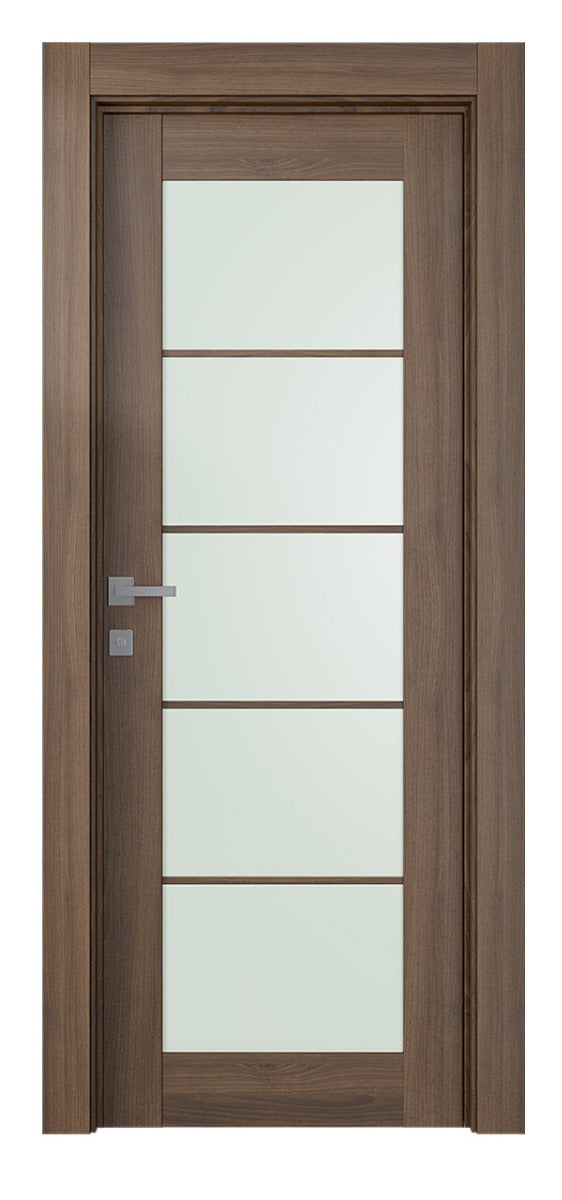 Belldinni Avon 5 Lite Vetro Pecan Nutwood Modern Interior Door