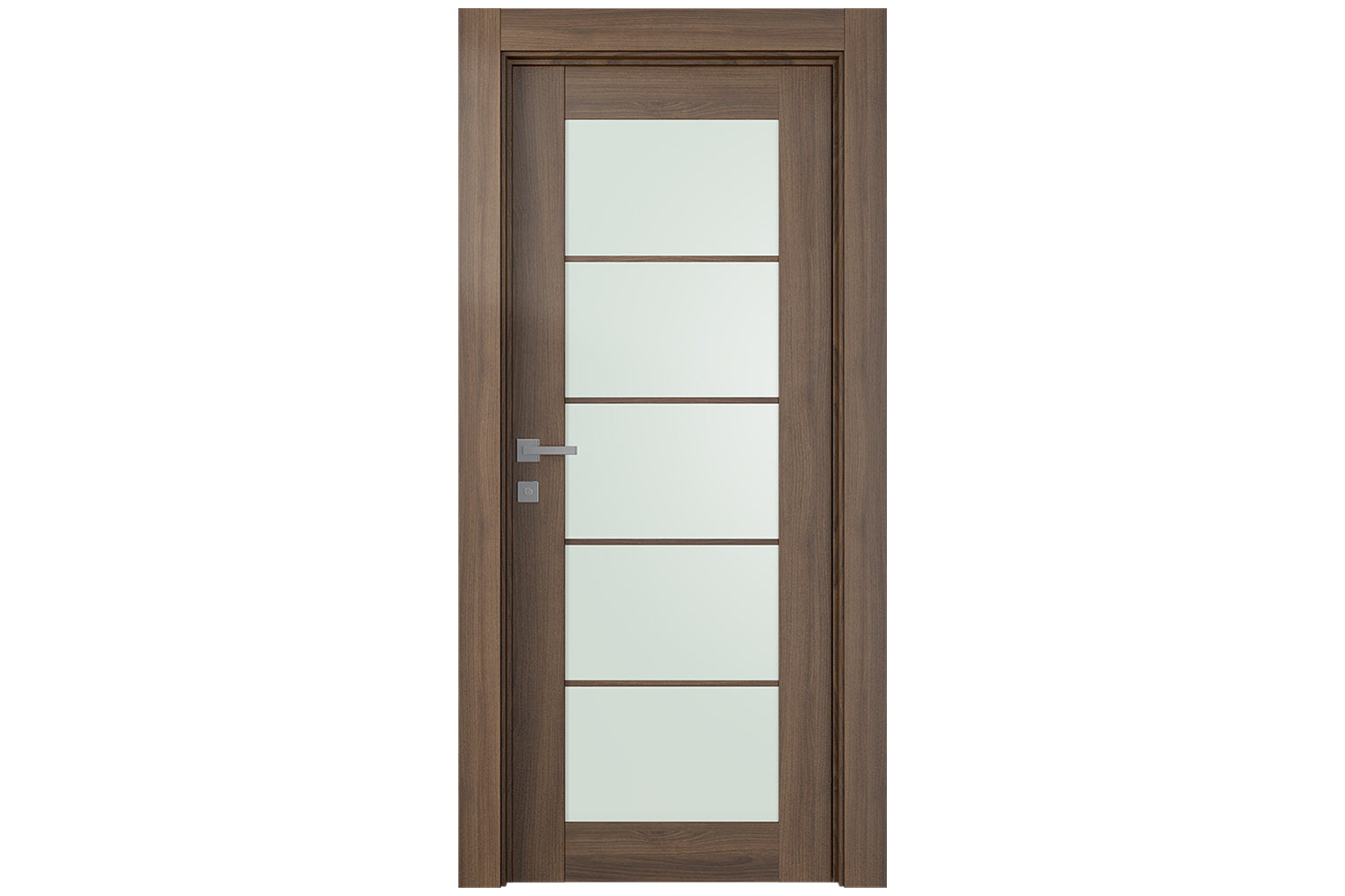Belldinni Avon 5 Lite Vetro Pecan Nutwood Modern Interior Door - Single Door