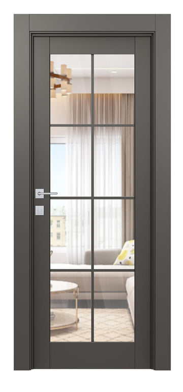Belldinni Avon 8 Lite Clear Vetro Gray Matte Modern Interior Door