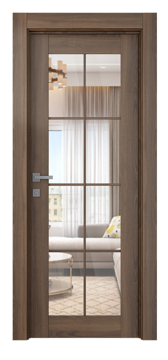 Belldinni Avon 8 Lite Clear Vetro Pecan Nutwood Modern Interior Door