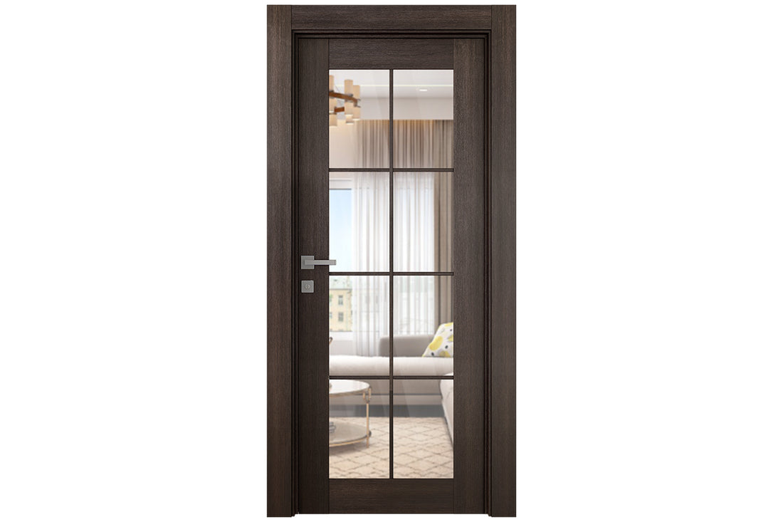 Belldinni Avon 8 Lite Clear Vetro Veralinga Oak Modern Interior Door - Single Door