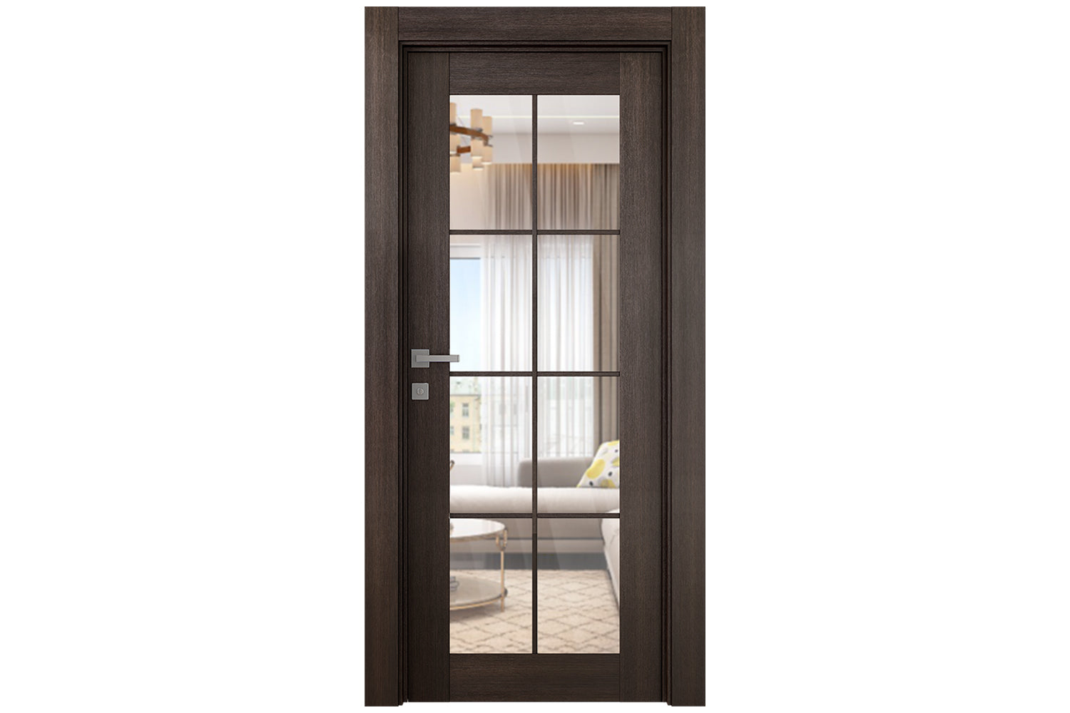 Belldinni Avon 8 Lite Clear Vetro Veralinga Oak Modern Interior Door - Single Door