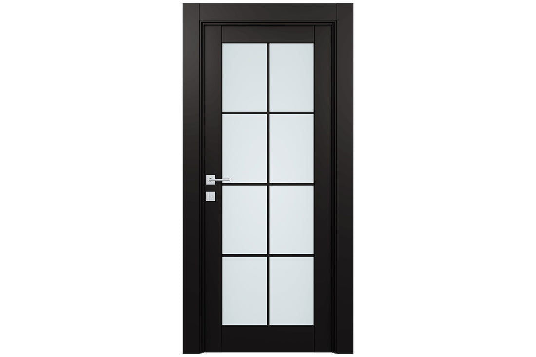 Belldinni Avon 8 Lite Vetro Black Matte Modern Interior Door - Single Door