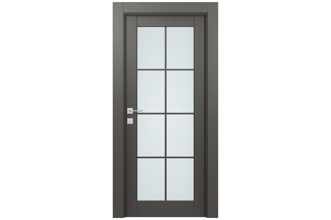 Belldinni Avon 8 Lite Vetro Gray Matte Modern Interior Door - Single Door