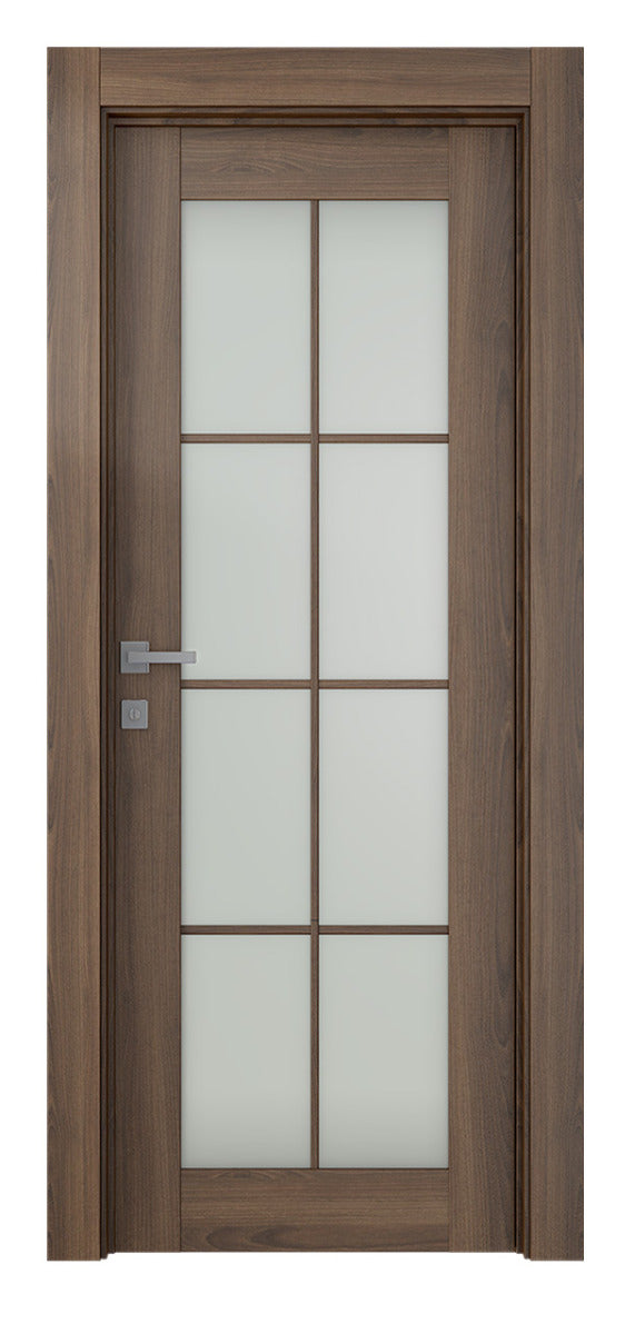 Belldinni Avon 8 Lite Vetro Pecan Nutwood Modern Interior Door