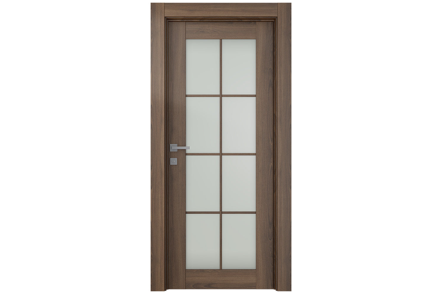 Belldinni Avon 8 Lite Vetro Pecan Nutwood Modern Interior Door - Single Door