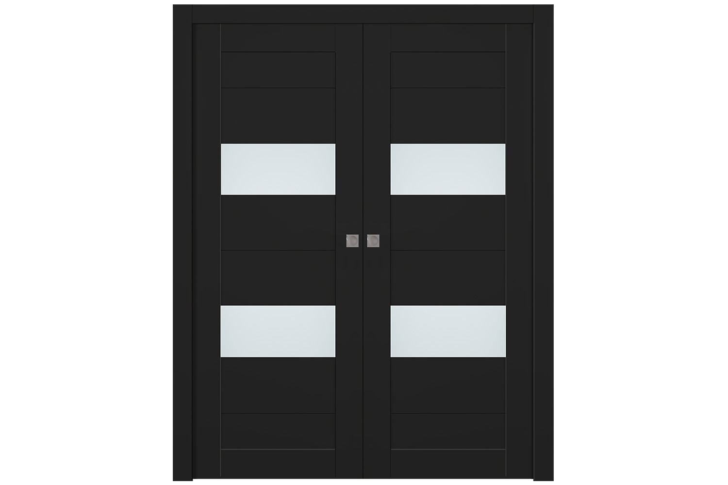 Belldinni Berta Vetro Black Matte Laminated Modern Interior Door - Double Pocket