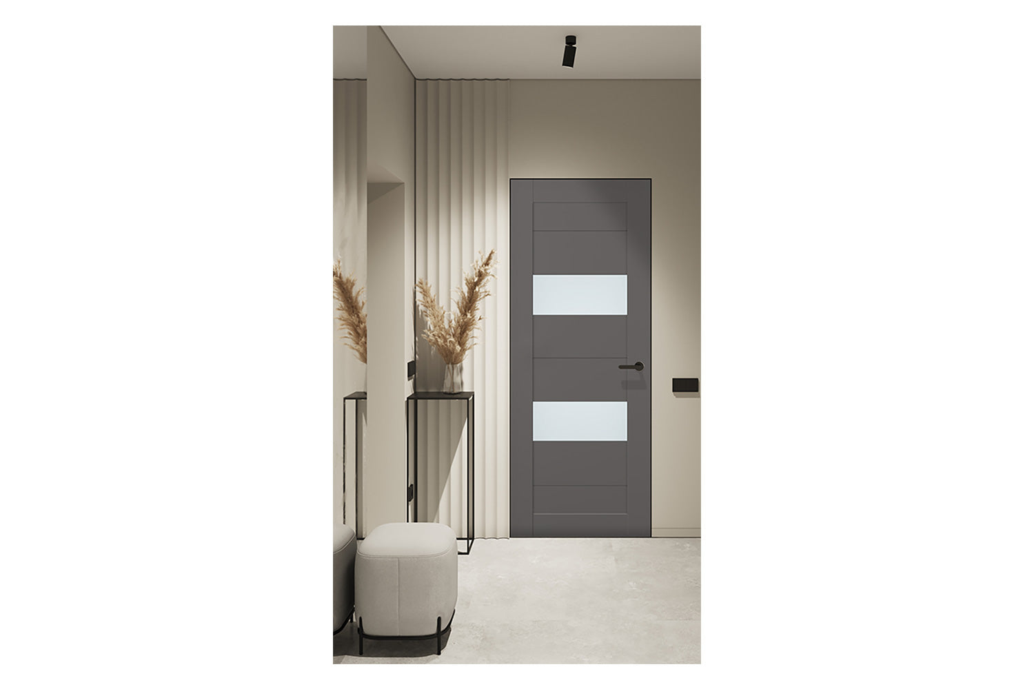Belldinni Berta Vetro Gray Matte Laminated Modern Interior Door