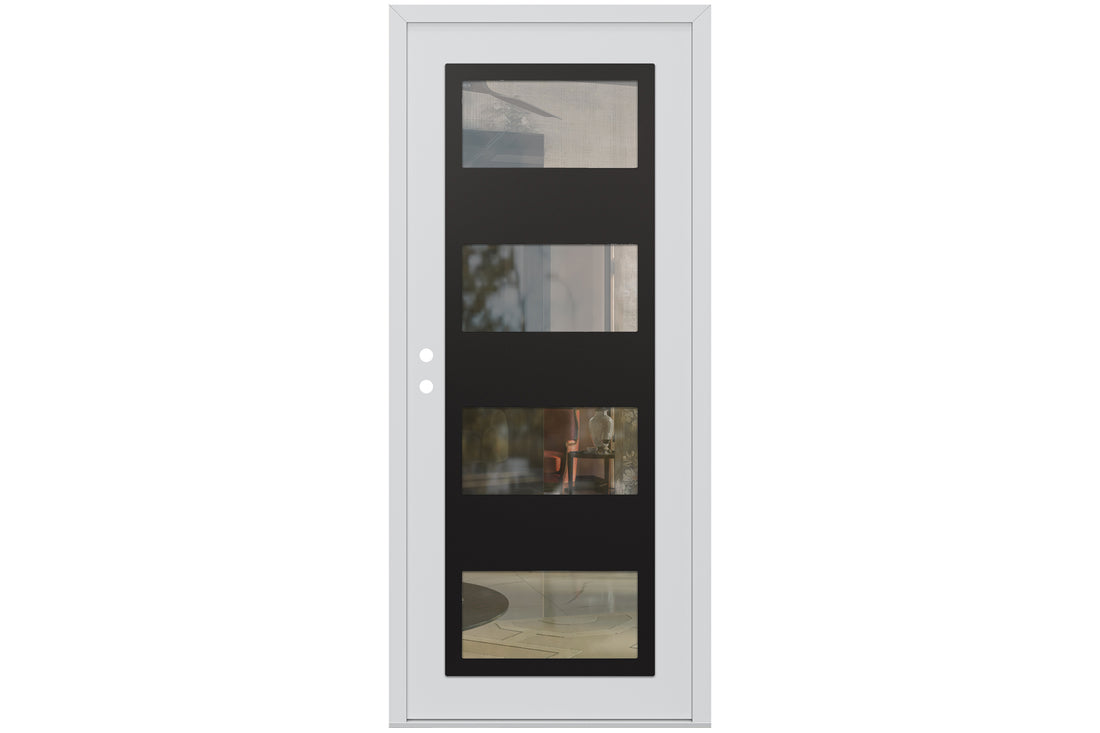 Belldinni Diamond C2 White Modern Exterior Door with Black SS - Single Door