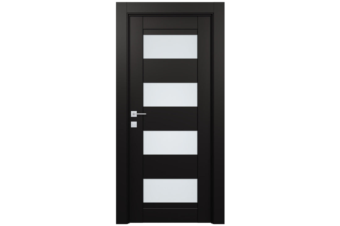 Belldinni Della Vetro Black Matte Laminated Modern Interior Door - Single Door