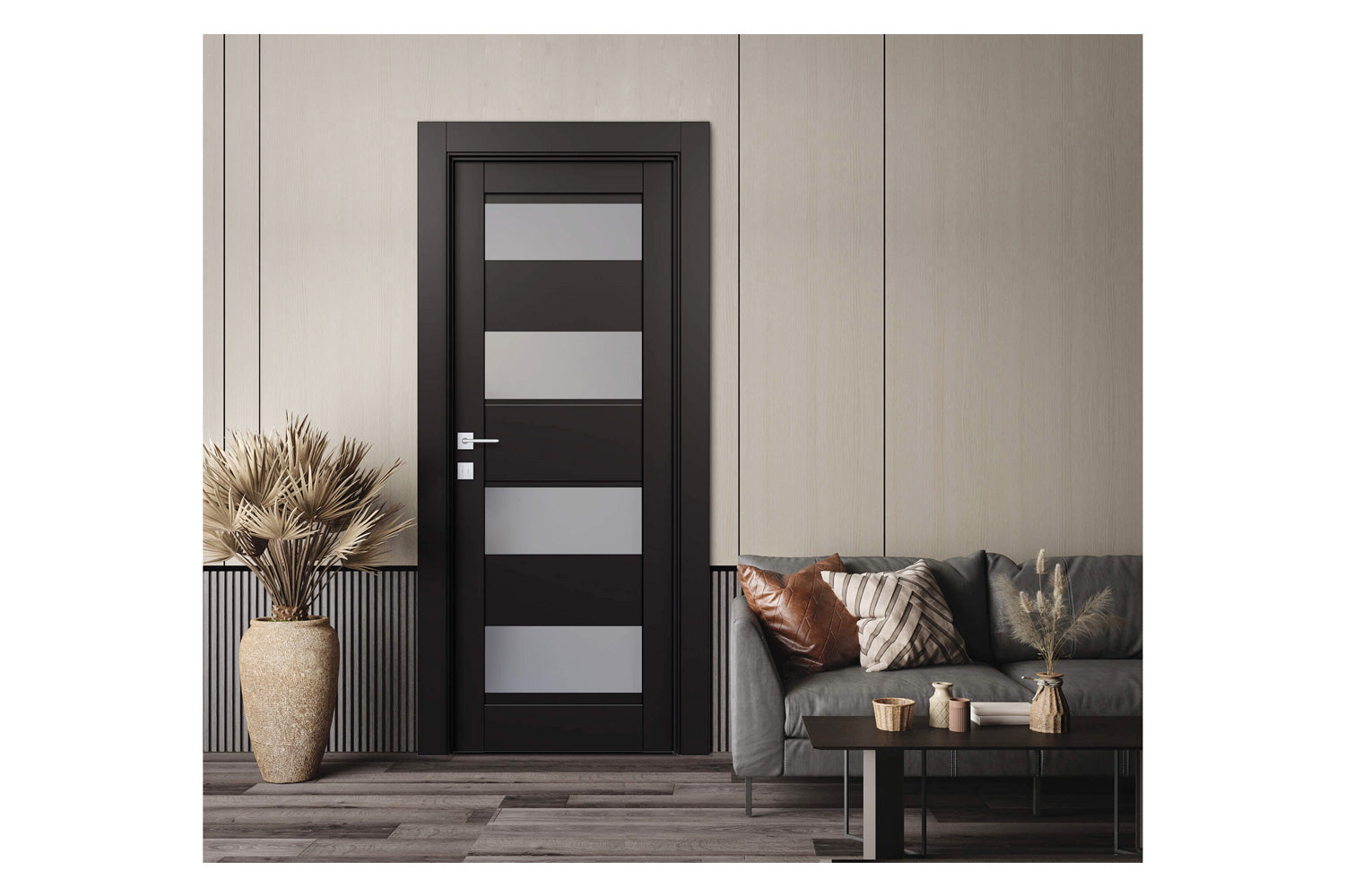 Belldinni Della Vetro Black Matte Laminated Modern Interior Door