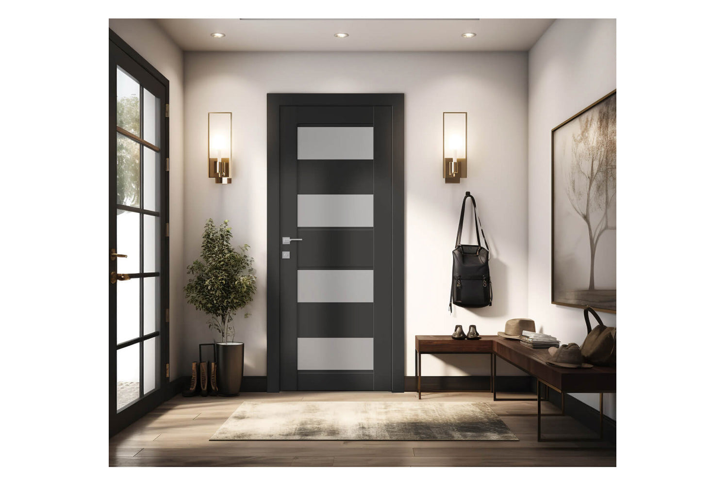 Belldinni Della Vetro Black Matte Laminated Modern Interior Door