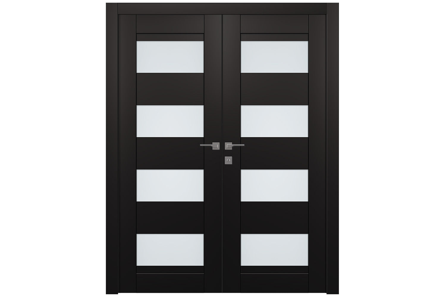 Belldinni Della Vetro Black Matte Laminated Modern Interior Door - Double Door