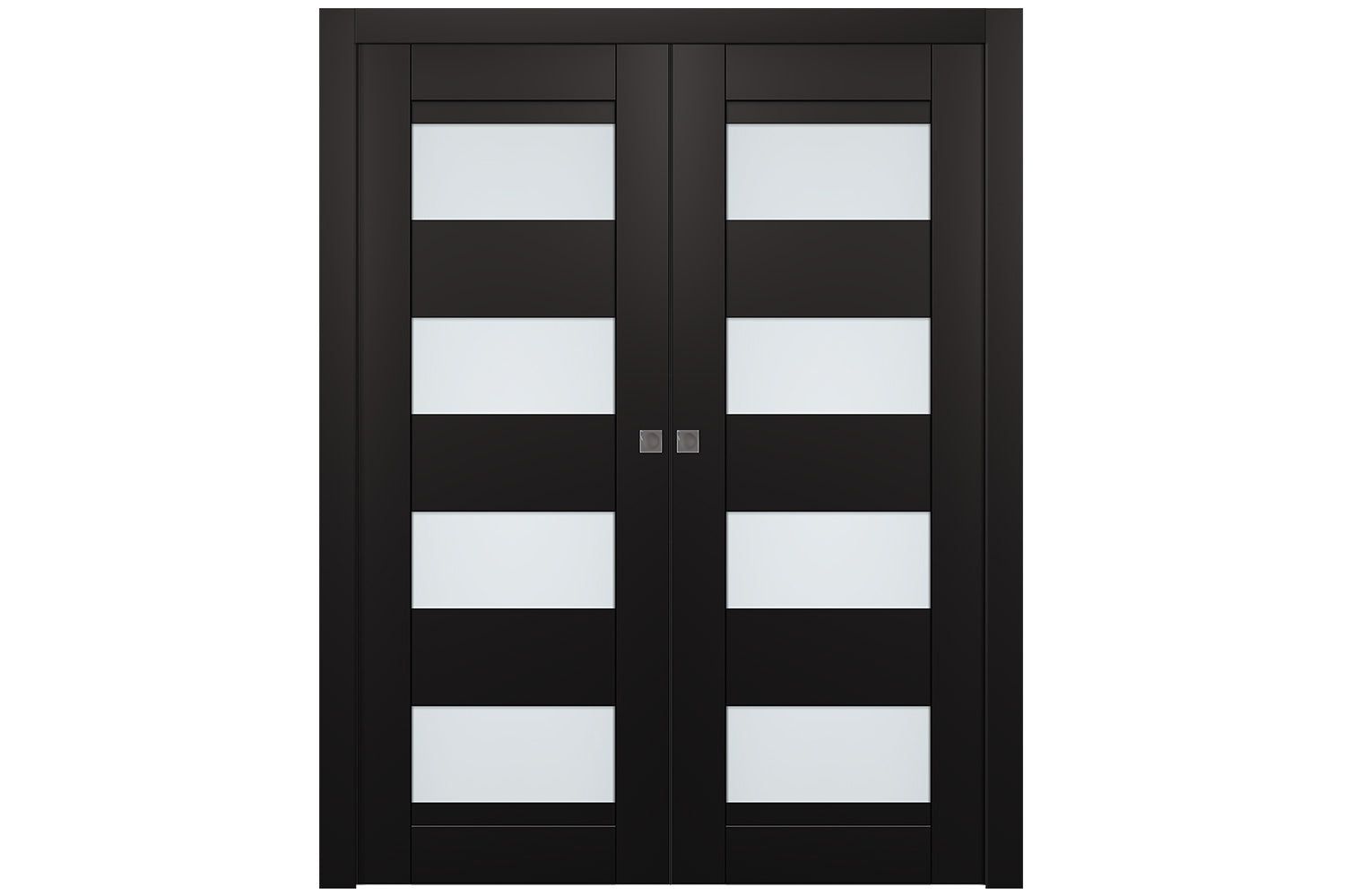 Belldinni Della Vetro Black Matte Laminated Modern Interior Door - Double Pocket