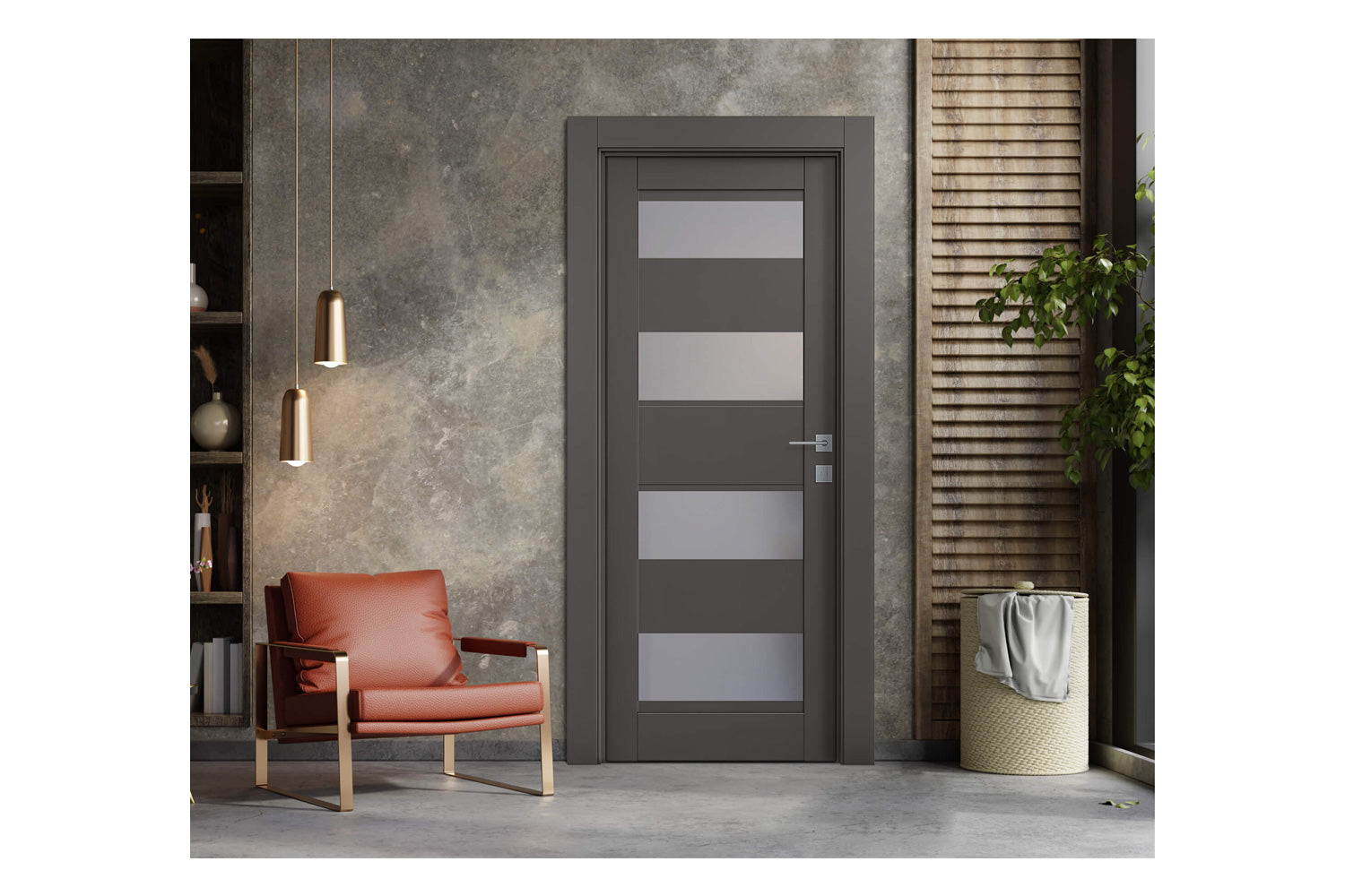 Belldinni Della Vetro Gray Matte Laminated Modern Interior Door