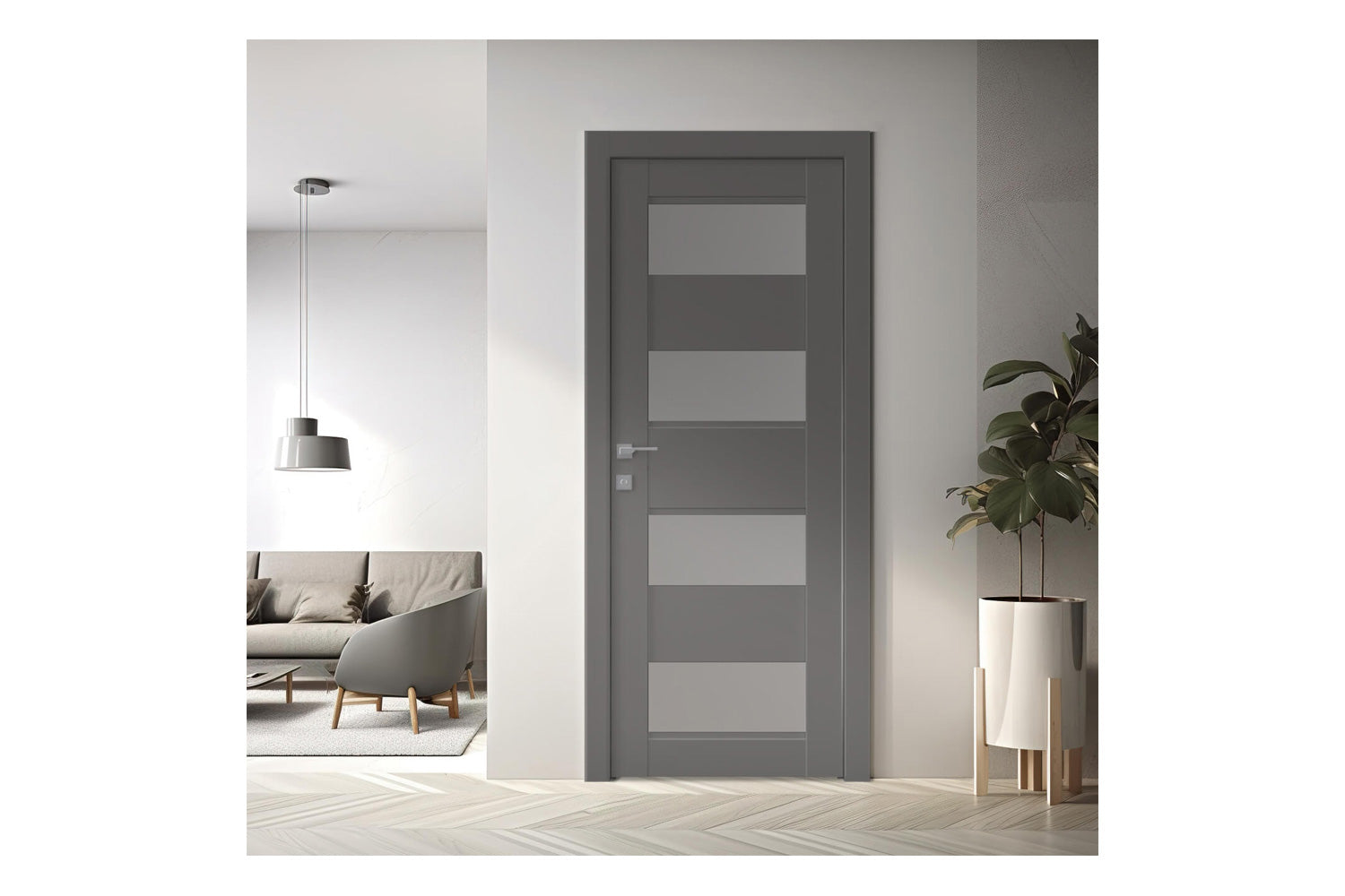Belldinni Della Vetro Gray Matte Laminated Modern Interior Door