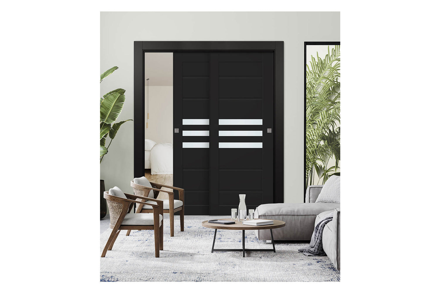Belldinni Dome Vetro Black Matte Laminated Modern Interior Door