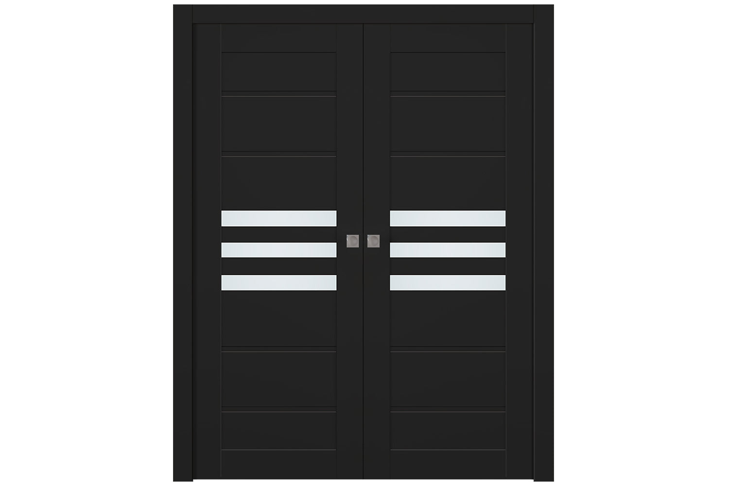 Belldinni Dome Vetro Black Matte Laminated Modern Interior Door - Double Pocket