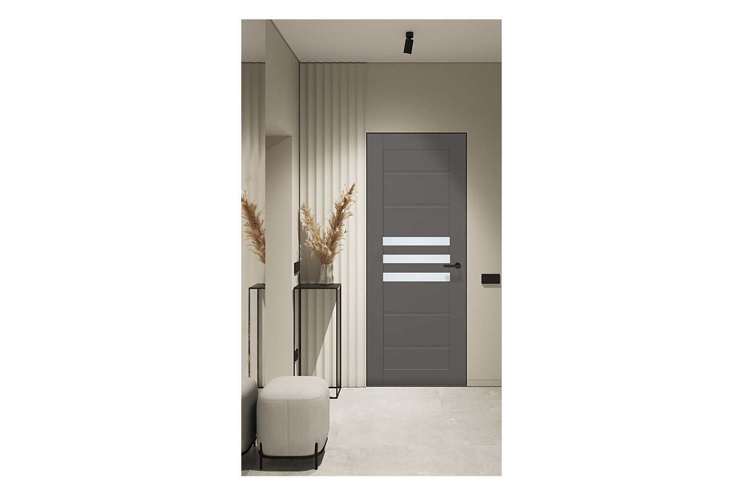 Belldinni Dome Vetro Gray Matte Laminated Modern Interior Door