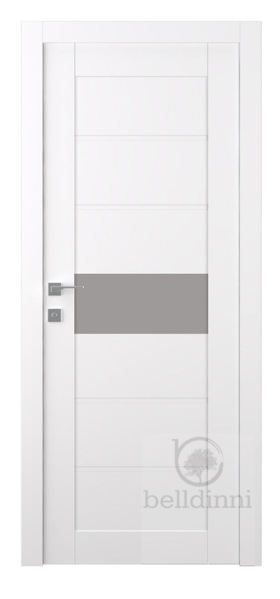 Belldinni Edna Vetro Snow White Laminated Modern Interior Door