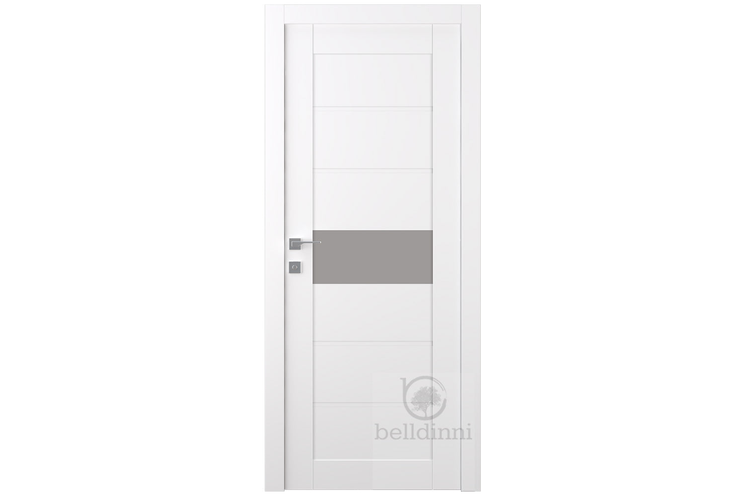 Belldinni Edna Vetro Snow White Laminated Modern Interior Door - Single Door