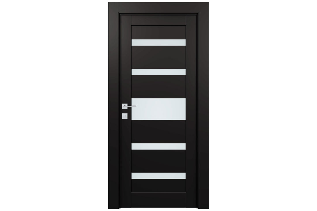 Belldinni Gina Vetro Black Matte Laminated Modern Interior Door - Single Door