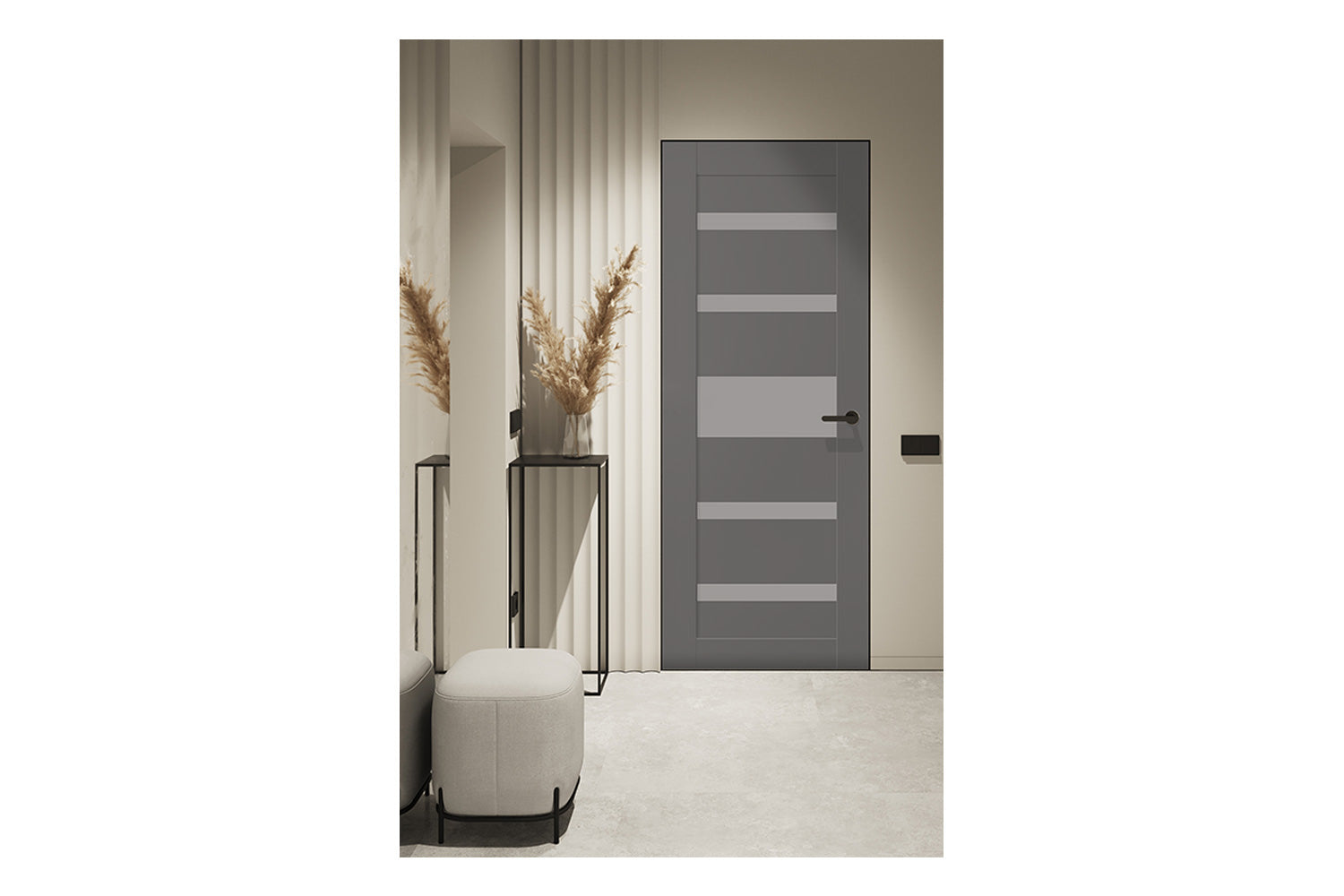Belldinni Gina Vetro Gray Matte Laminated Modern Interior Door