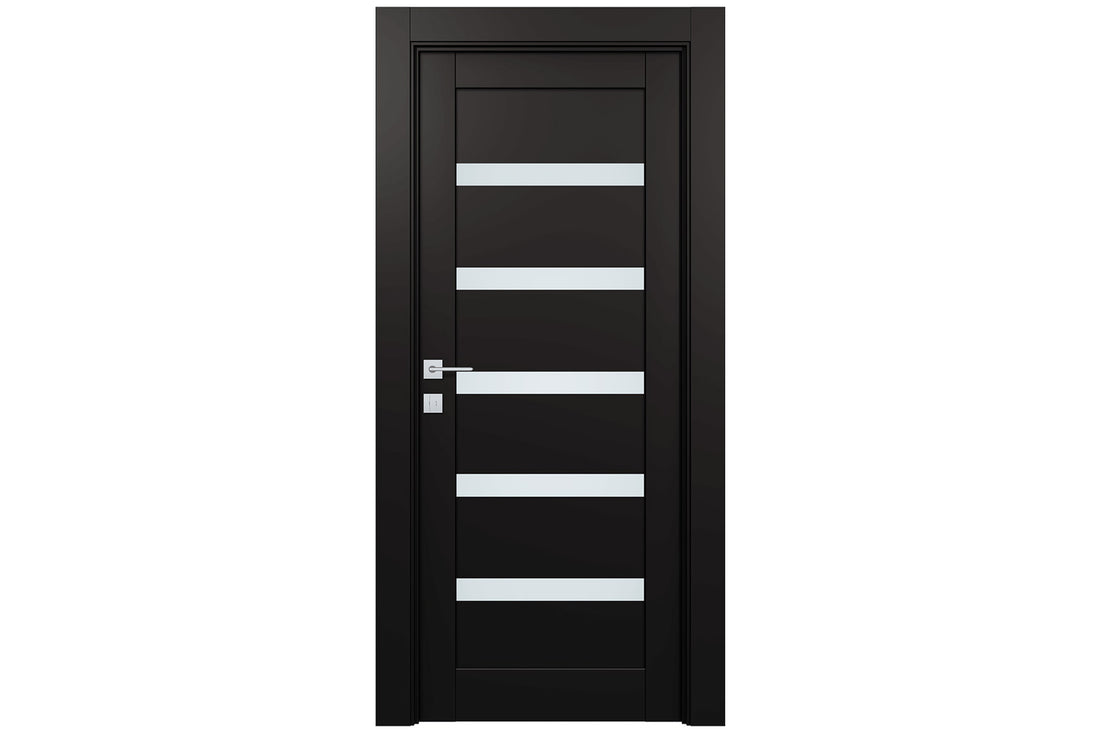 Belldinni Leora Vetro Black Matte Laminated Modern Interior Door - Single Door