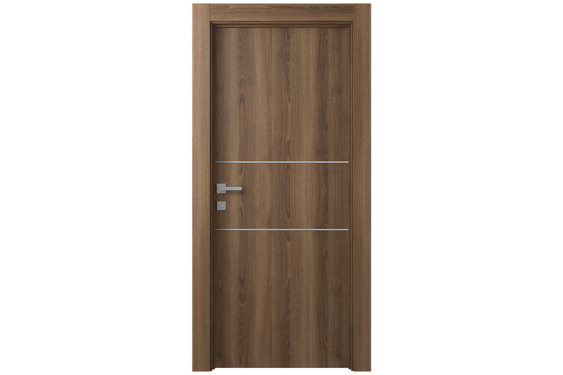 Belldinni Optima 2H Pecan Nutwood Laminated Modern Interior Door - Single Door
