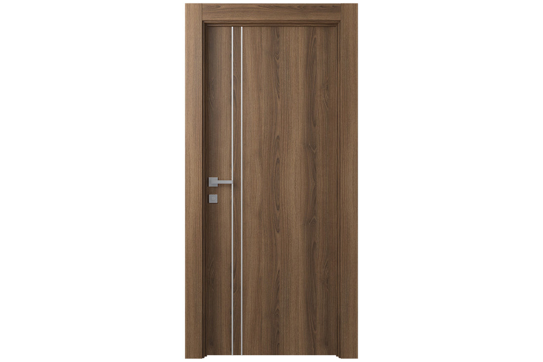 Belldinni Optima 2V Pecan Nutwood Laminated Modern Interior Door - Single Door