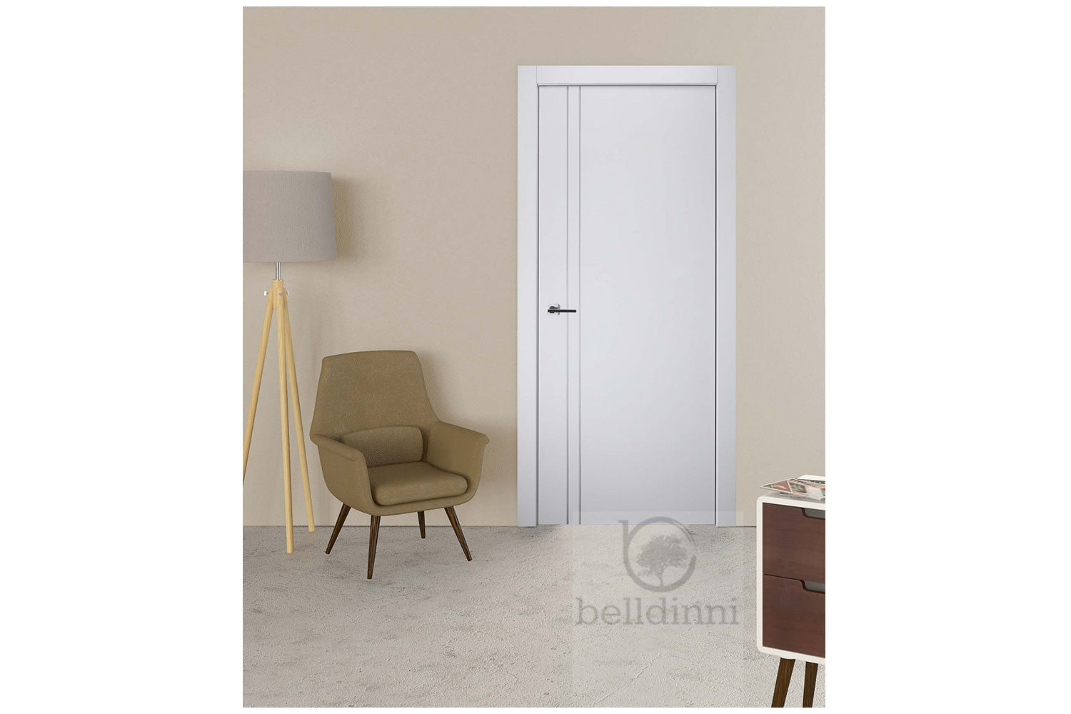 Belldinni Optima 2V Snow White Laminated Modern Interior Door