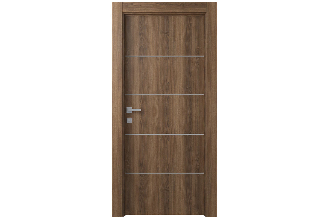 Belldinni Optima 4H Pecan Nutwood Laminated Modern Interior Door - Single Door