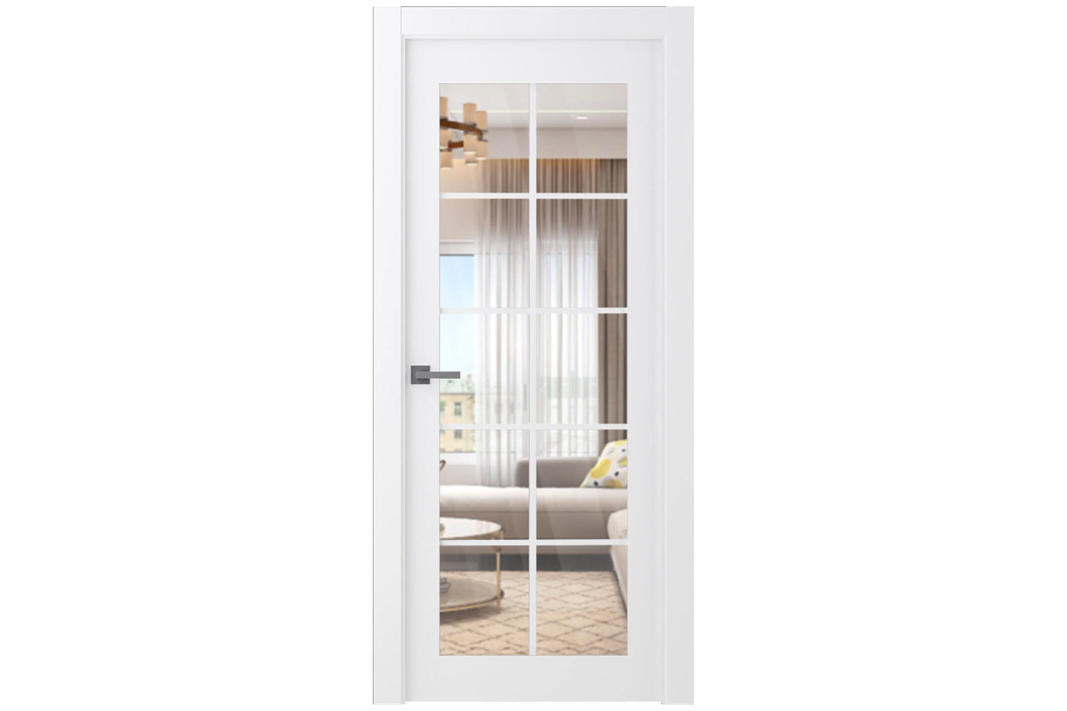 Belldinni Palladio 10 Lite Clear Vetro Bianco Noble Wood Veneer Modern Interior Door - Single Door