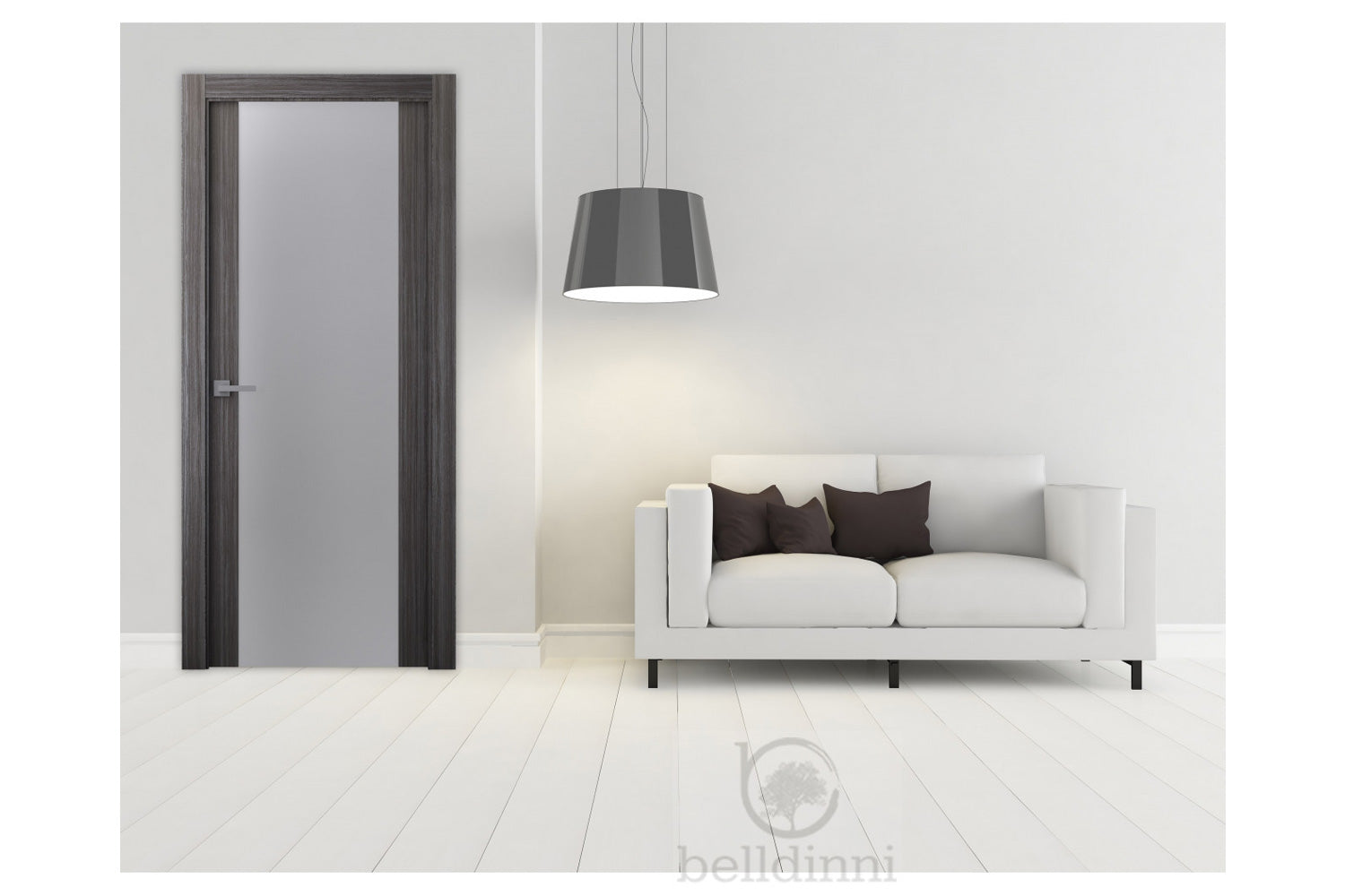 Belldinni Palladio 207 Vetro Gray Oak Wood Veneer Modern Interior Door