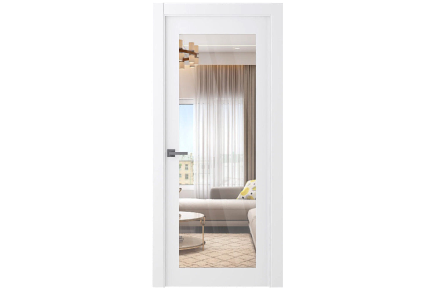 Belldinni Palladio 207 Clear Vetro Bianco Noble Wood Veneer Modern Interior Door - Single Door