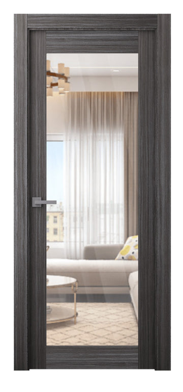 Belldinni Palladio 207 Clear Vetro Gray Oak Wood Veneer Modern Interior Door