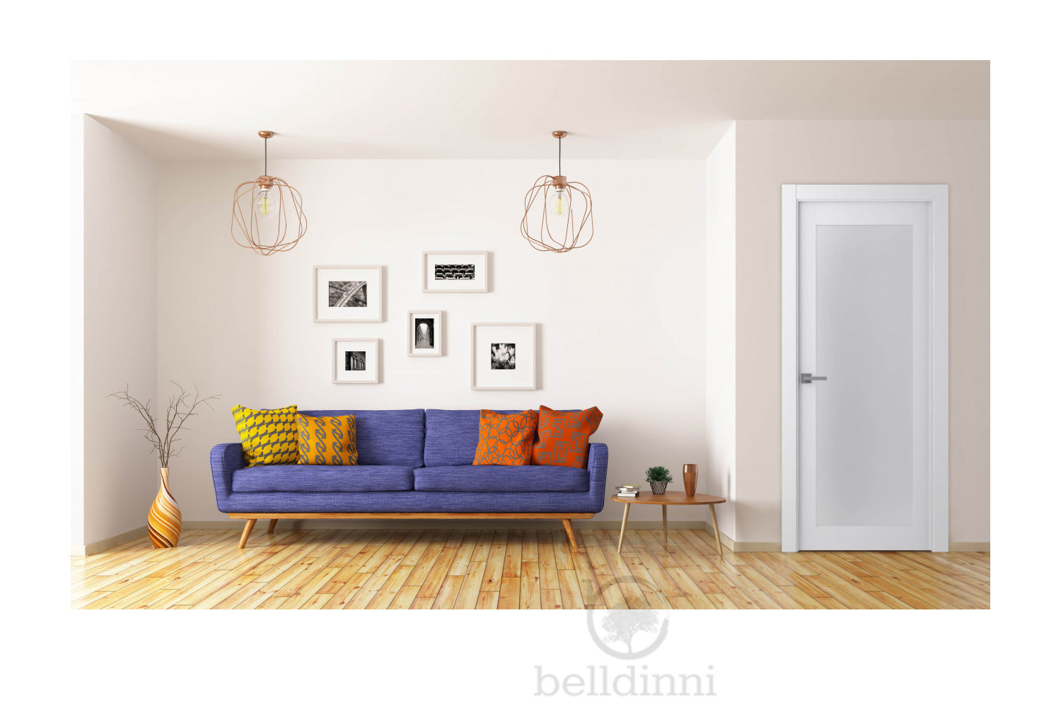 Belldinni Palladio 207 Vetro Bianco Noble Wood Veneer Modern Interior Door
