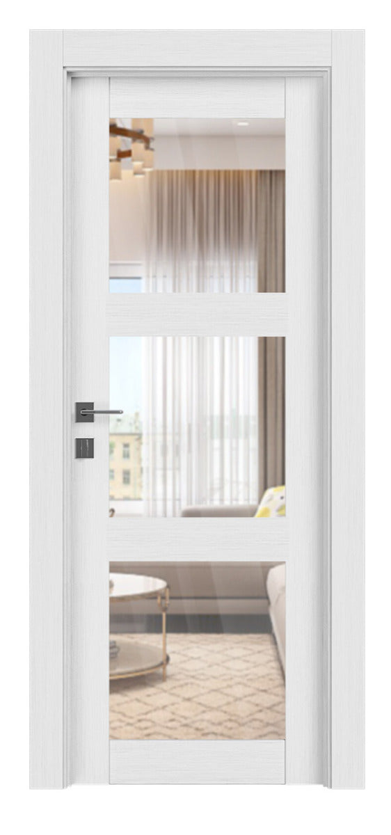 Belldinni Palladio 3 Lite Clear Vetro Bianco Noble Wood Veneer Modern Interior Door