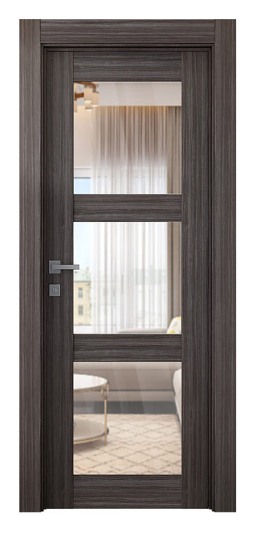 Belldinni Palladio 3 Lite Clear Vetro Gray Oak Wood Veneer Modern Interior Door