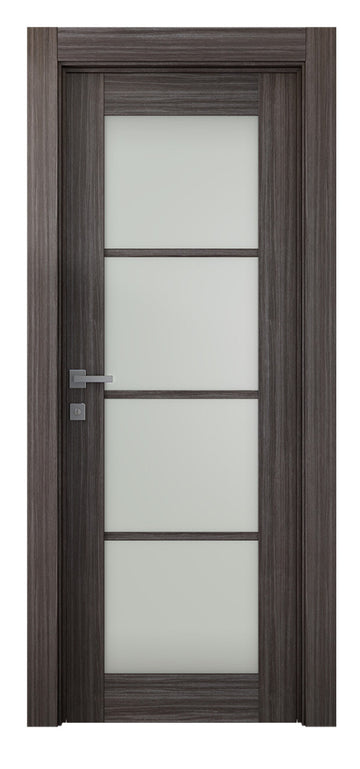 Belldinni Palladio 4 Lite Vetro Gray Oak Wood Veneer Modern Interior Door