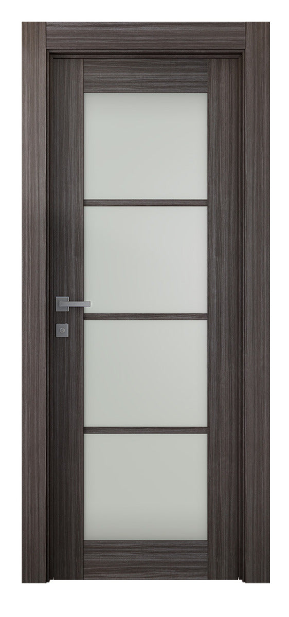 Belldinni Palladio 4 Lite Vetro Gray Oak Wood Veneer Modern Interior Door