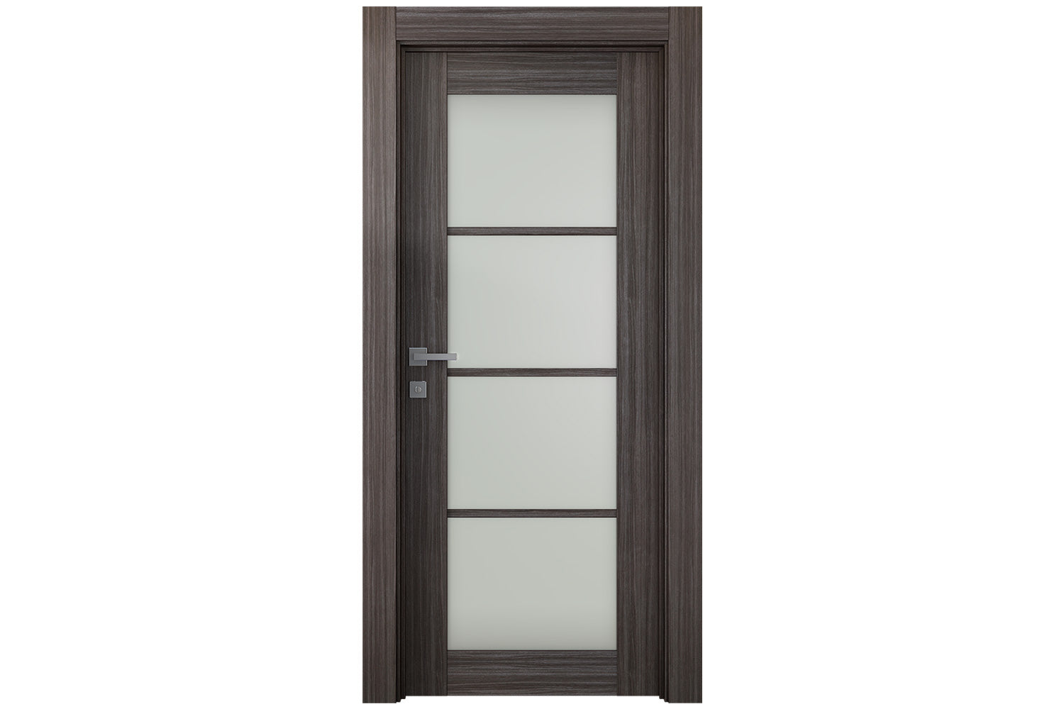 Belldinni Palladio 4 Lite Vetro Gray Oak Wood Veneer Modern Interior Door - Single Door