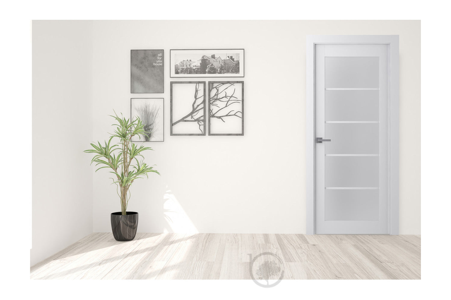 Belldinni Palladio 5 Light Vetro Bianco Noble Wood Veneer Modern Interior Door