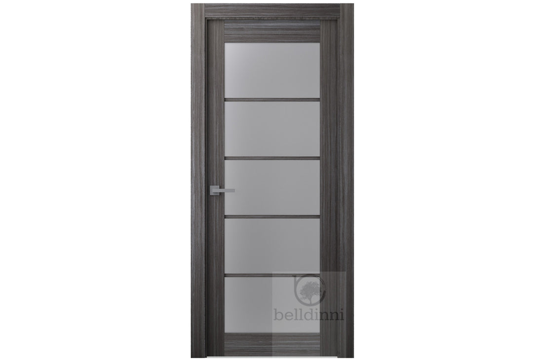 Belldinni Palladio 5 Light Vetro Gray Oak Wood Veneer Modern Interior Door - Single Door