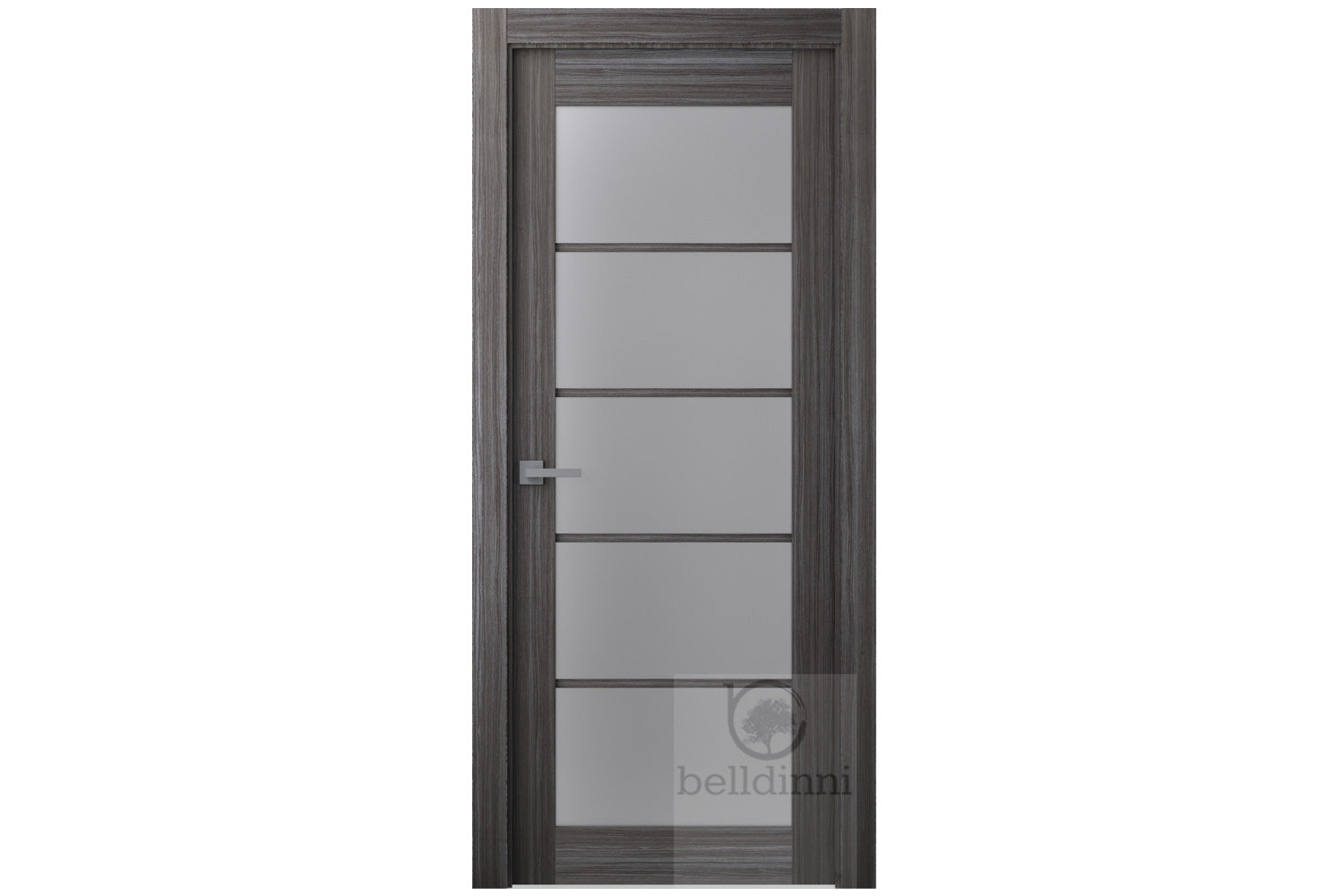 Belldinni Palladio 5 Light Vetro Gray Oak Wood Veneer Modern Interior Door - Single Door